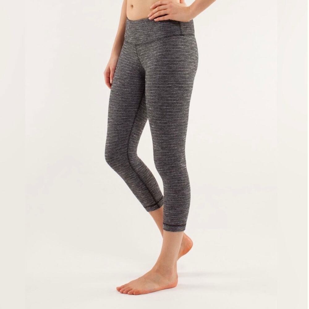 Lululemon Wunder Under 21” Cropped Pant Coco Pique Black White Leggings Sz 4